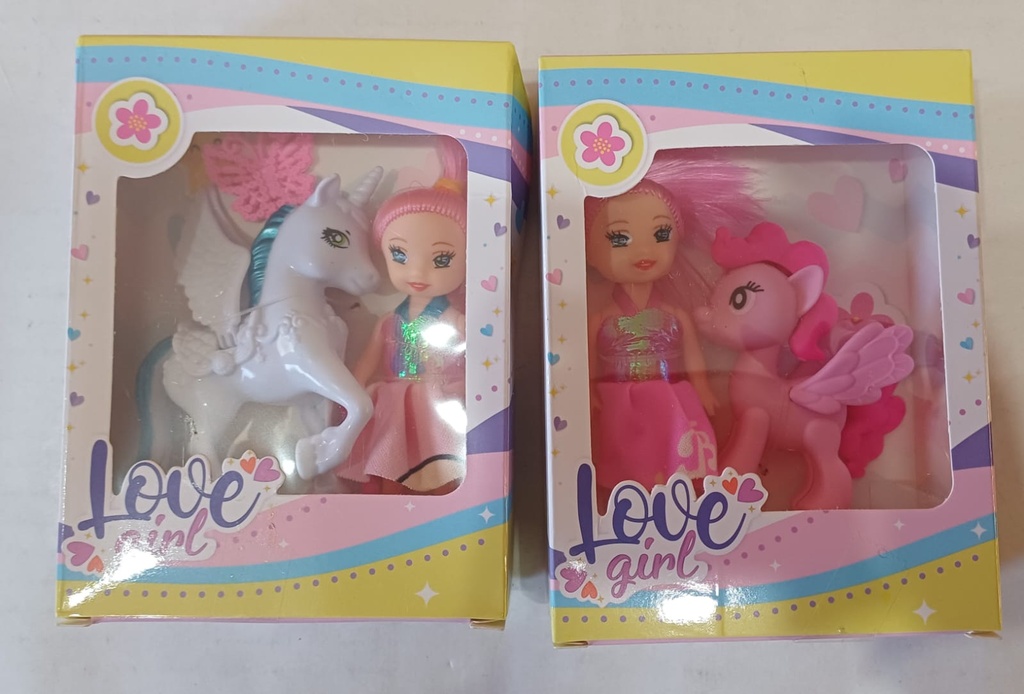 MINI MUÑECA C/PONY BLANCO/ROSA LOVE GIRL (Blanco)