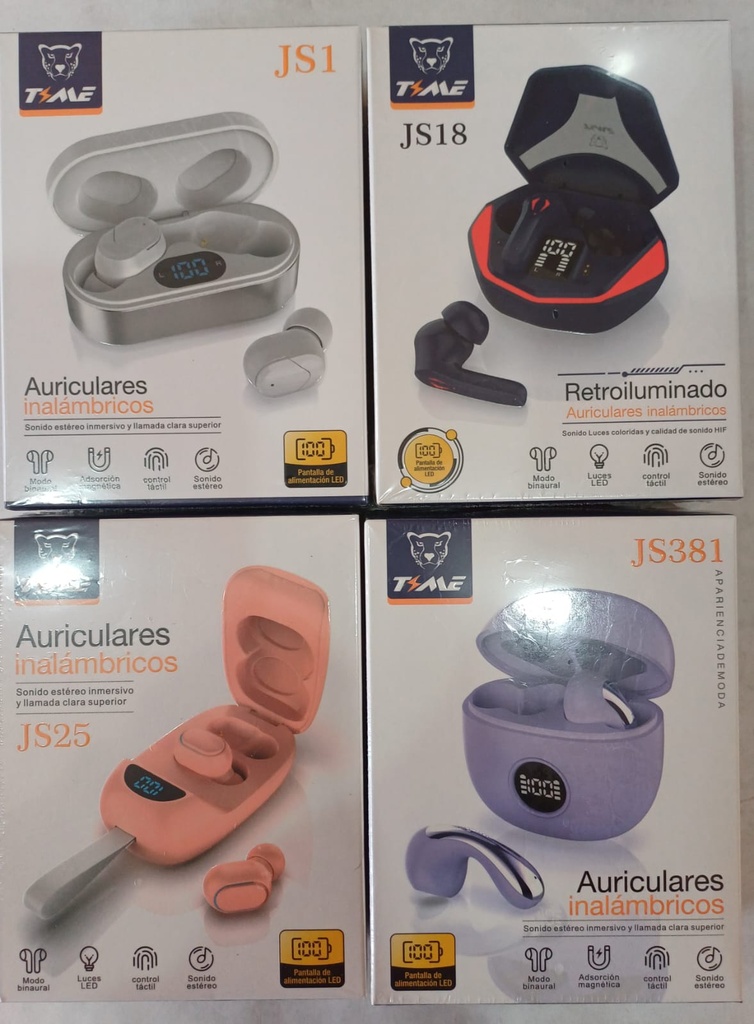 AURICULARES INALAMBRICOS TIME VARIOS MODELOS (JS1)