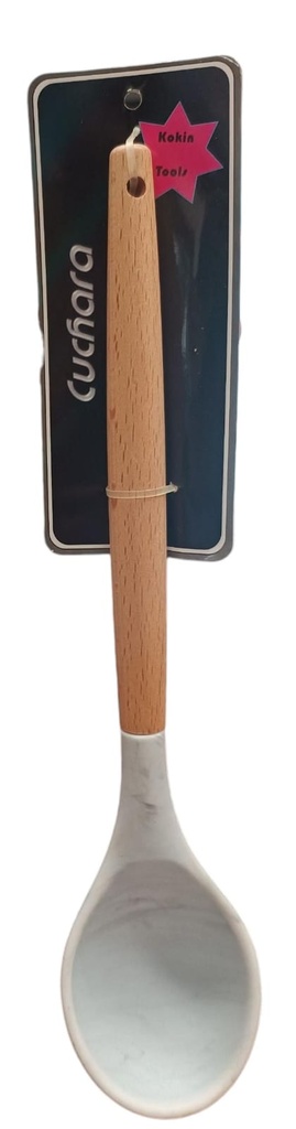 CUCHARA SILICONA MANGO MADERA