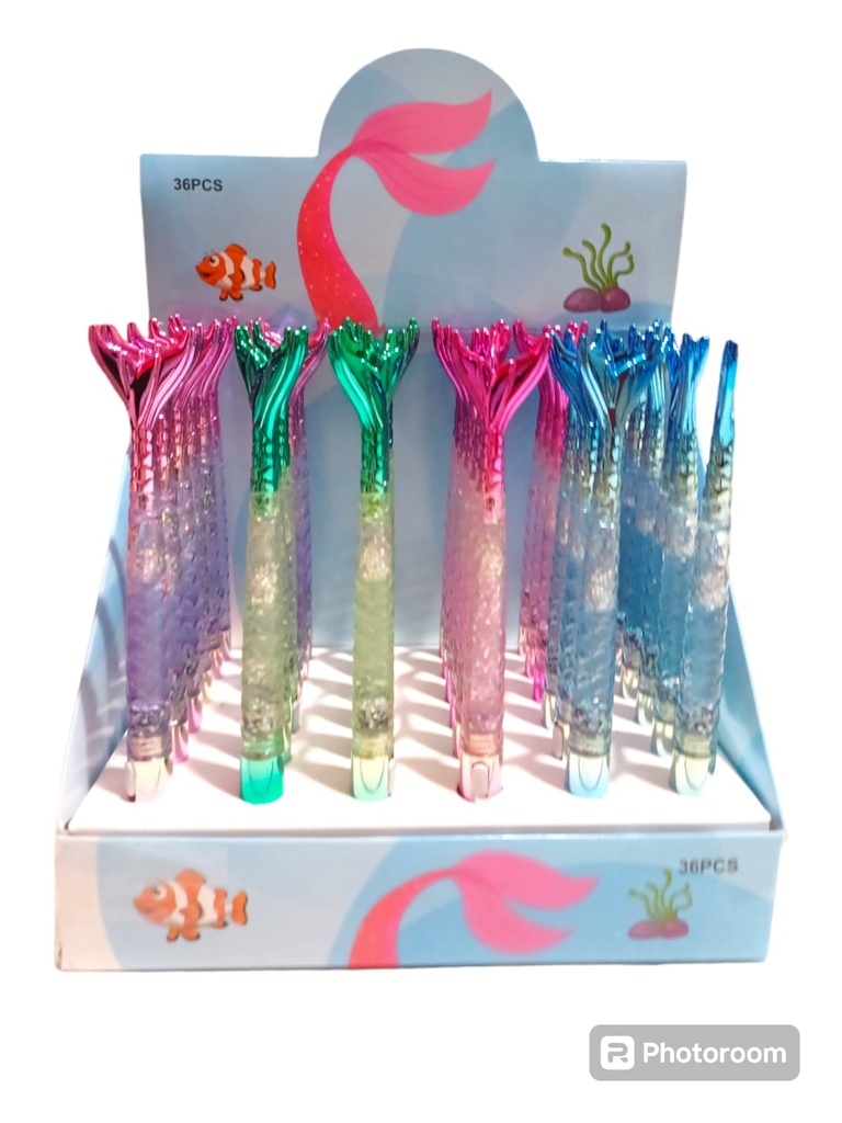 LAPICERA BOLIGRAFO COLA DE SIRENA C/LUZ