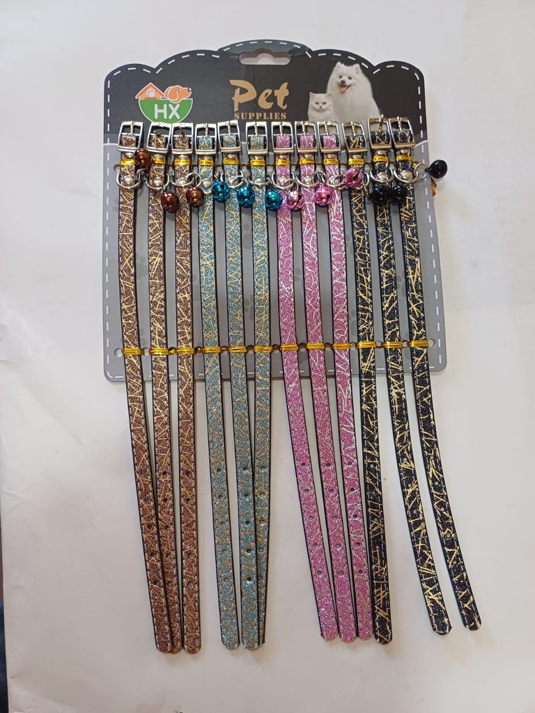 COLLAR BRILLOSO C/NEGRO Y CASCABEL